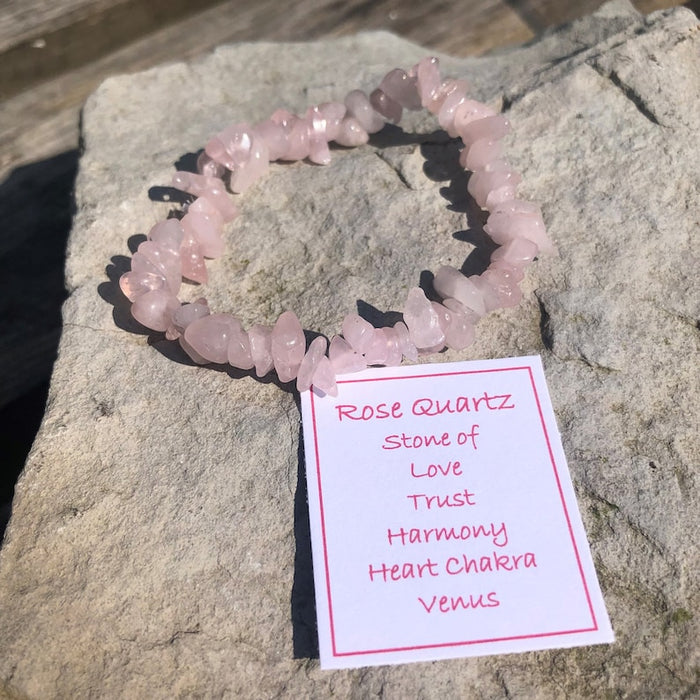 Rose Quartz(Emotional Healing & Compassion) Chip Stone Bracelet