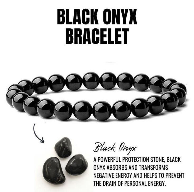 Natural Black Onyx Bracelet-Healing Crystal popular Spiritual Protection Bracelet