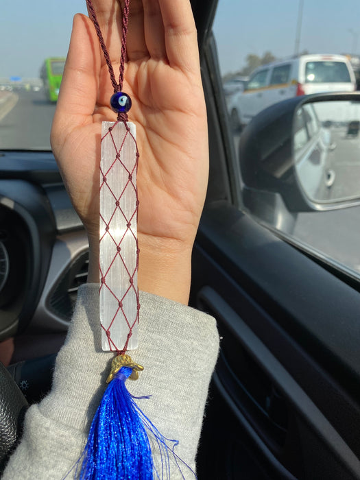 Selenite Evil Eye Car Hanging